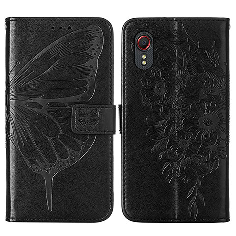 Funda de Cuero Cartera con Soporte Mariposa Carcasa Y01B para Samsung Galaxy XCover 5 SM-G525F Negro