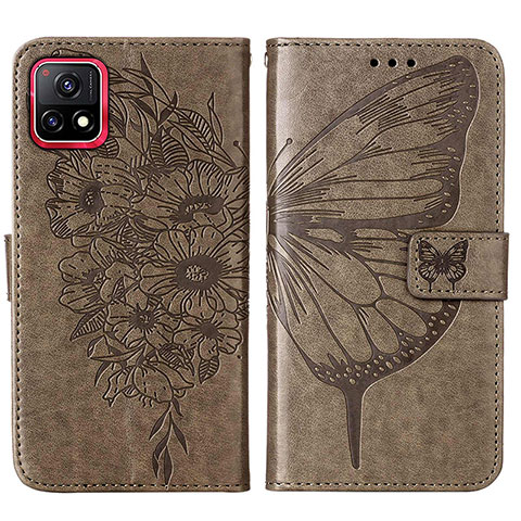 Funda de Cuero Cartera con Soporte Mariposa Carcasa Y01B para Vivo iQOO U3 5G Gris