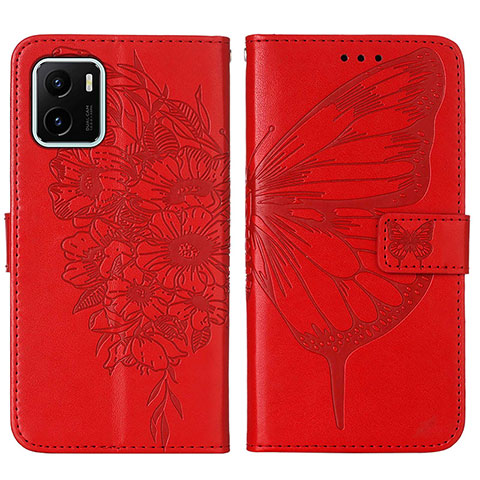 Funda de Cuero Cartera con Soporte Mariposa Carcasa Y01B para Vivo iQOO U5x Rojo