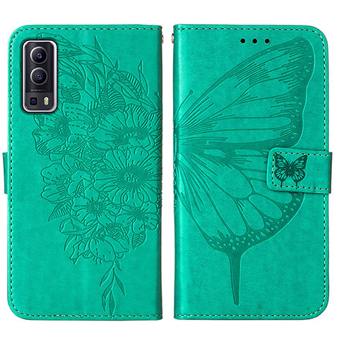 Funda de Cuero Cartera con Soporte Mariposa Carcasa Y01B para Vivo iQOO Z3 5G Verde