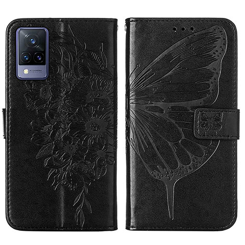 Funda de Cuero Cartera con Soporte Mariposa Carcasa Y01B para Vivo V21 5G Negro