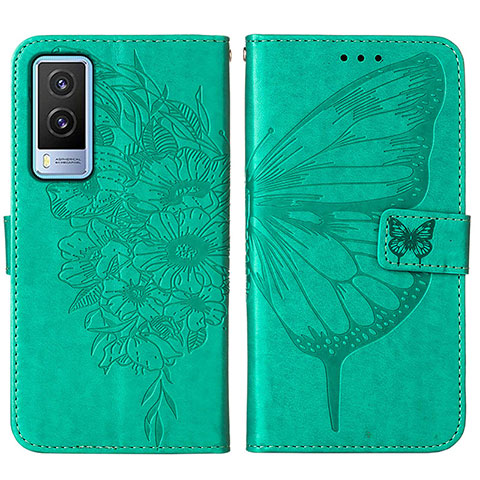 Funda de Cuero Cartera con Soporte Mariposa Carcasa Y01B para Vivo V21e 5G Verde