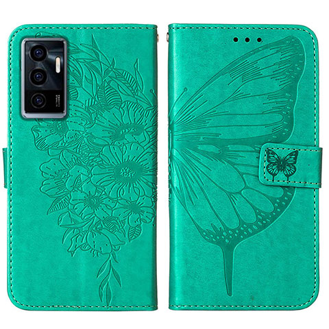 Funda de Cuero Cartera con Soporte Mariposa Carcasa Y01B para Vivo V23e Verde