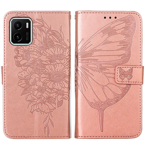 Funda de Cuero Cartera con Soporte Mariposa Carcasa Y01B para Vivo Y01A Oro Rosa