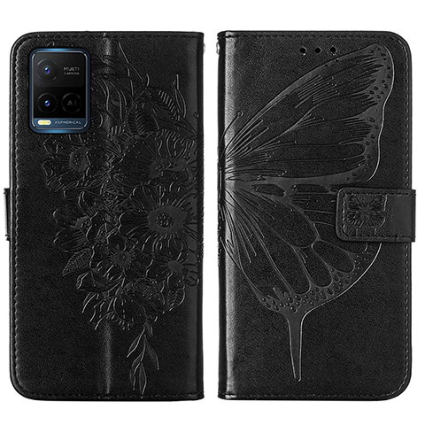 Funda de Cuero Cartera con Soporte Mariposa Carcasa Y01B para Vivo Y21 Negro