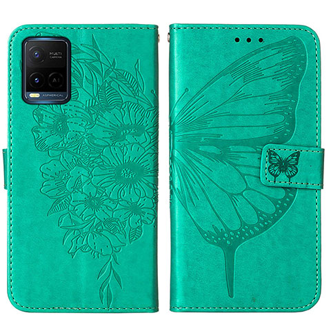 Funda de Cuero Cartera con Soporte Mariposa Carcasa Y01B para Vivo Y21G Verde