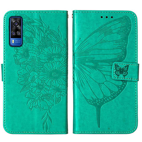 Funda de Cuero Cartera con Soporte Mariposa Carcasa Y01B para Vivo Y51 (2021) Verde