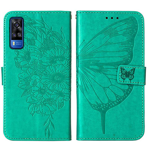 Funda de Cuero Cartera con Soporte Mariposa Carcasa Y01B para Vivo Y51A Verde