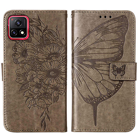 Funda de Cuero Cartera con Soporte Mariposa Carcasa Y01B para Vivo Y54s 5G Gris