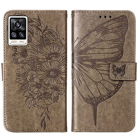 Funda de Cuero Cartera con Soporte Mariposa Carcasa Y01B para Vivo Y73 (2021) Gris