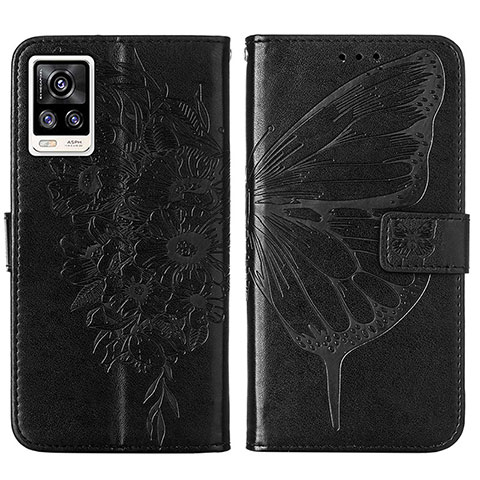 Funda de Cuero Cartera con Soporte Mariposa Carcasa Y01B para Vivo Y73 (2021) Negro