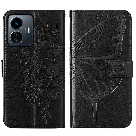 Funda de Cuero Cartera con Soporte Mariposa Carcasa Y01B para Vivo Y77 5G Negro