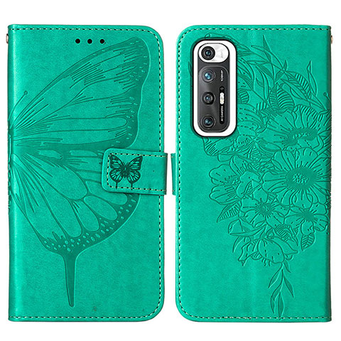 Funda de Cuero Cartera con Soporte Mariposa Carcasa Y01B para Xiaomi Mi 10S 5G Verde