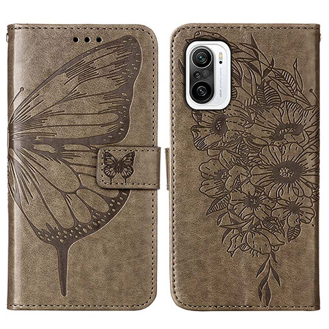 Funda de Cuero Cartera con Soporte Mariposa Carcasa Y01B para Xiaomi Mi 11X Pro 5G Gris