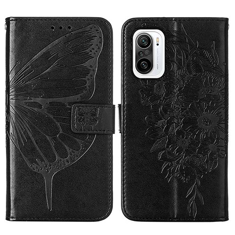 Funda de Cuero Cartera con Soporte Mariposa Carcasa Y01B para Xiaomi Redmi K40 Pro 5G Negro