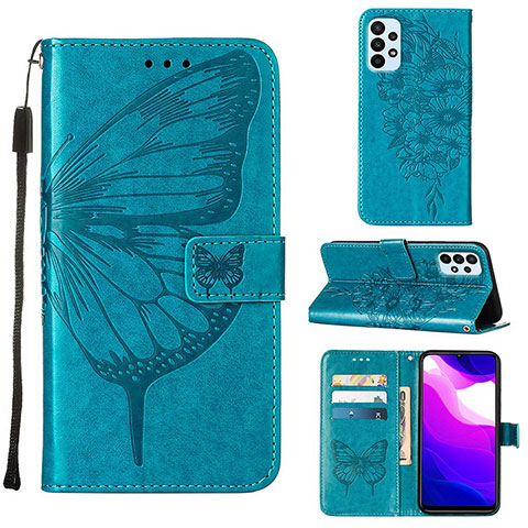 Funda de Cuero Cartera con Soporte Mariposa Carcasa Y02B para Samsung Galaxy A23 4G Azul