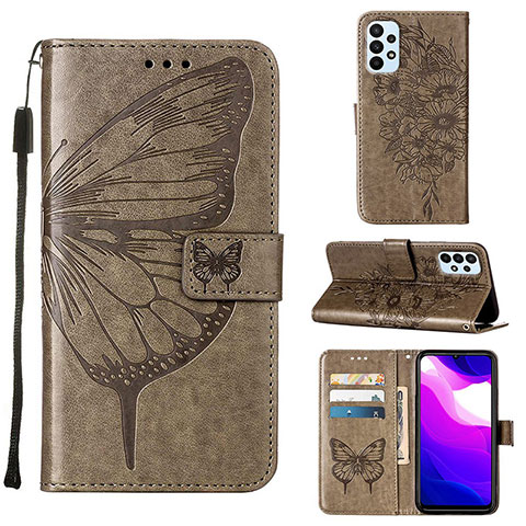 Funda de Cuero Cartera con Soporte Mariposa Carcasa Y02B para Samsung Galaxy A23 4G Gris