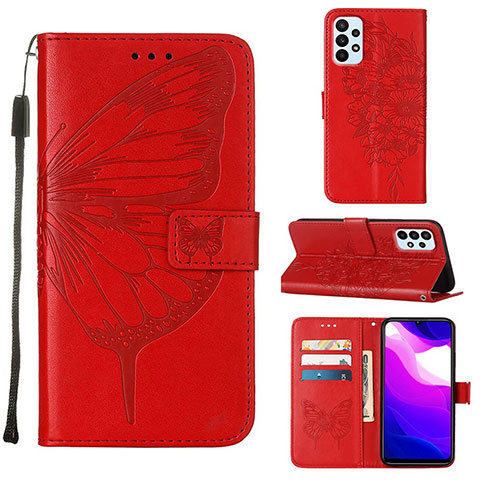 Funda de Cuero Cartera con Soporte Mariposa Carcasa Y02B para Samsung Galaxy A23 4G Rojo