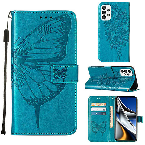 Funda de Cuero Cartera con Soporte Mariposa Carcasa Y02B para Samsung Galaxy A73 5G Azul