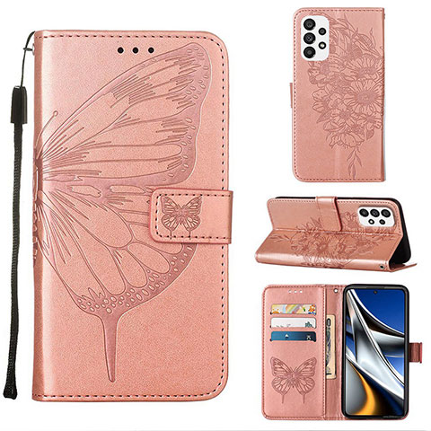 Funda de Cuero Cartera con Soporte Mariposa Carcasa Y02B para Samsung Galaxy A73 5G Oro Rosa