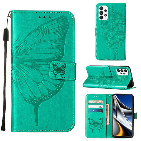 Funda de Cuero Cartera con Soporte Mariposa Carcasa Y02B para Samsung Galaxy A73 5G Verde