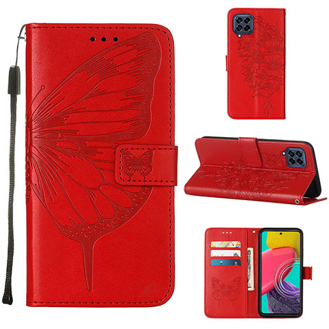 Funda de Cuero Cartera con Soporte Mariposa Carcasa Y02B para Samsung Galaxy M53 5G Rojo