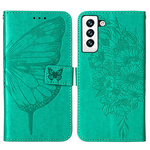 Funda de Cuero Cartera con Soporte Mariposa Carcasa Y06B para Samsung Galaxy S21 5G Verde