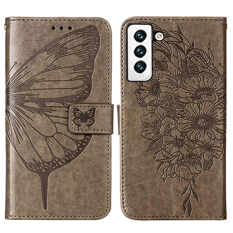 Funda de Cuero Cartera con Soporte Mariposa Carcasa Y06B para Samsung Galaxy S21 FE 5G Bronze