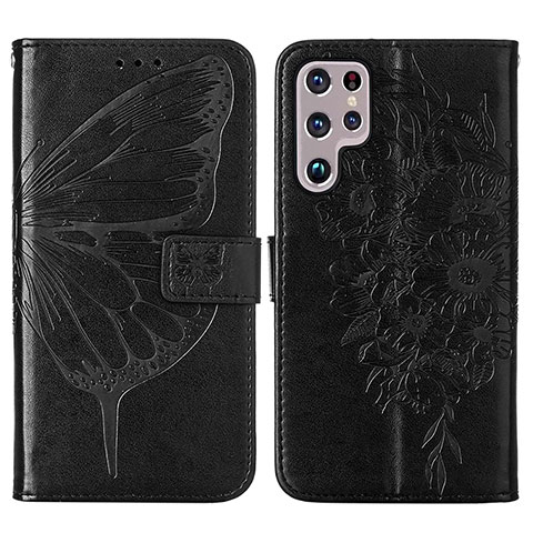 Funda de Cuero Cartera con Soporte Mariposa Carcasa Y06B para Samsung Galaxy S25 Ultra 5G Negro