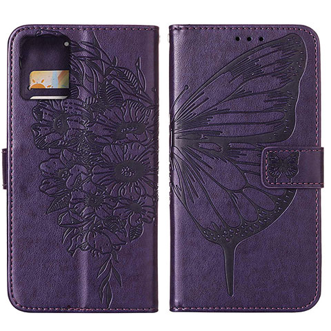 Funda de Cuero Cartera con Soporte Mariposa Carcasa YB1 para Motorola Moto G 5G (2023) Morado