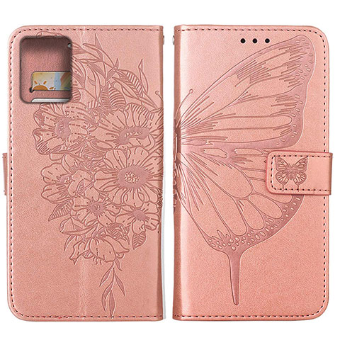 Funda de Cuero Cartera con Soporte Mariposa Carcasa YB1 para Motorola Moto G 5G (2023) Oro Rosa