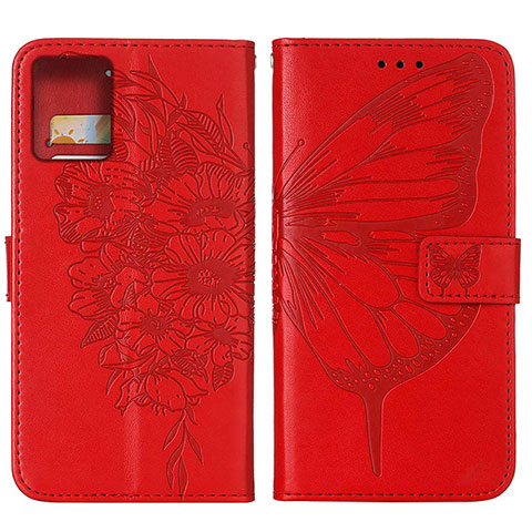 Funda de Cuero Cartera con Soporte Mariposa Carcasa YB1 para Motorola Moto G 5G (2023) Rojo