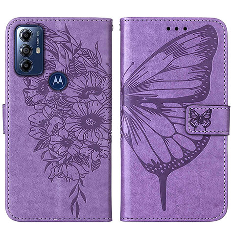 Funda de Cuero Cartera con Soporte Mariposa Carcasa YB1 para Motorola Moto G Play (2023) Purpura Claro