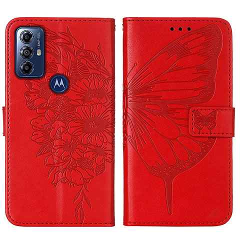 Funda de Cuero Cartera con Soporte Mariposa Carcasa YB1 para Motorola Moto G Play (2023) Rojo