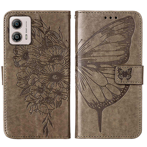 Funda de Cuero Cartera con Soporte Mariposa Carcasa YB1 para Motorola Moto G53y 5G Gris