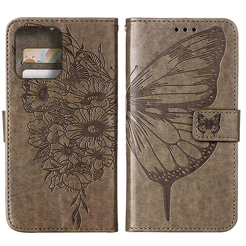 Funda de Cuero Cartera con Soporte Mariposa Carcasa YB1 para Motorola Moto X40 5G Gris