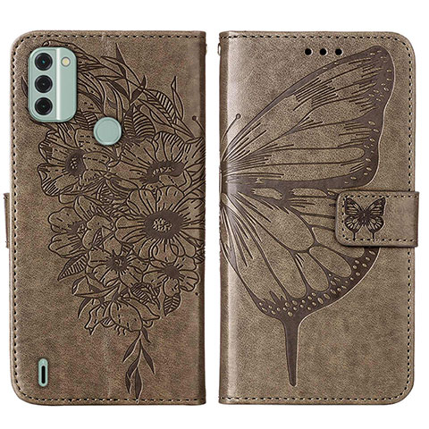 Funda de Cuero Cartera con Soporte Mariposa Carcasa YB1 para Nokia C31 Gris