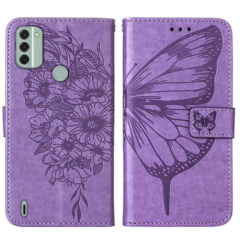 Funda de Cuero Cartera con Soporte Mariposa Carcasa YB1 para Nokia C31 Purpura Claro