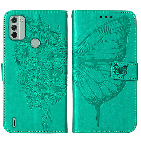 Funda de Cuero Cartera con Soporte Mariposa Carcasa YB1 para Nokia C31 Verde