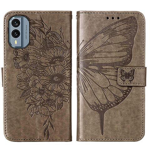 Funda de Cuero Cartera con Soporte Mariposa Carcasa YB1 para Nokia X30 5G Gris