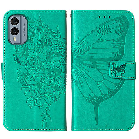 Funda de Cuero Cartera con Soporte Mariposa Carcasa YB1 para Nokia X30 5G Verde