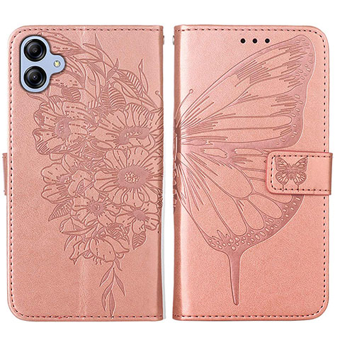 Funda de Cuero Cartera con Soporte Mariposa Carcasa YB1 para Samsung Galaxy A04 4G Oro Rosa