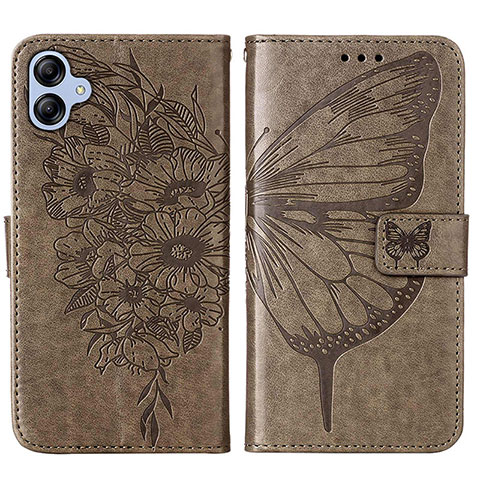 Funda de Cuero Cartera con Soporte Mariposa Carcasa YB1 para Samsung Galaxy F04 Gris