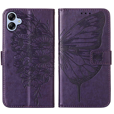 Funda de Cuero Cartera con Soporte Mariposa Carcasa YB1 para Samsung Galaxy M04 Morado