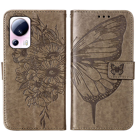 Funda de Cuero Cartera con Soporte Mariposa Carcasa YB1 para Xiaomi Mi 12 Lite NE 5G Gris