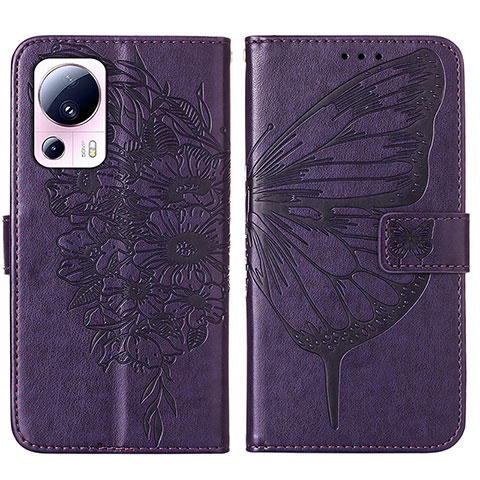 Funda de Cuero Cartera con Soporte Mariposa Carcasa YB1 para Xiaomi Mi 12 Lite NE 5G Morado