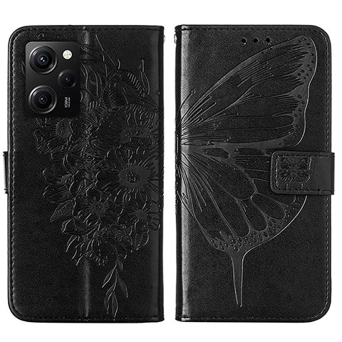 Funda de Cuero Cartera con Soporte Mariposa Carcasa YB1 para Xiaomi Poco X5 Pro 5G Negro