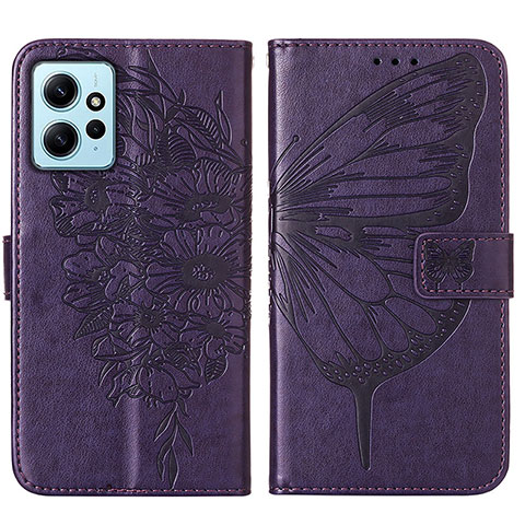 Funda de Cuero Cartera con Soporte Mariposa Carcasa YB1 para Xiaomi Redmi Note 12 4G Morado