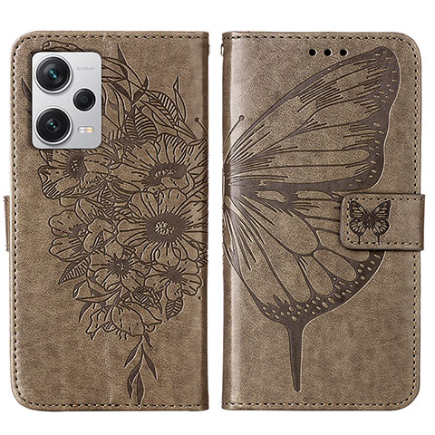 Funda de Cuero Cartera con Soporte Mariposa Carcasa YB1 para Xiaomi Redmi Note 12 Explorer Gris