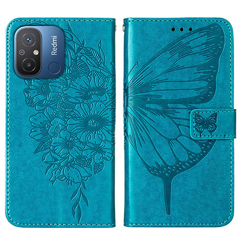 Funda de Cuero Cartera con Soporte Mariposa Carcasa YB2 para Xiaomi Poco C55 Azul